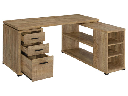 Caelum - L - Shaped Computer Desk With 3 Drawers - Mango Color