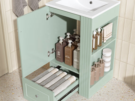 Modern Freestanding Bathroom Vanity With Sink, Soft-Close Drawer, Towel Bar