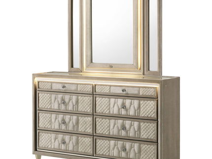 Mika - 8 Drawer LED Dresser With Mirror - Ivory