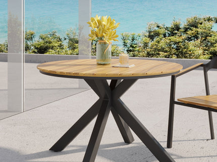 Outdoor Dining Table - Teak / Black