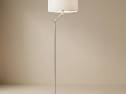 Serene - Floor Lamp With Rotary Switch Base Linen Shade - Brushed Nickel / White