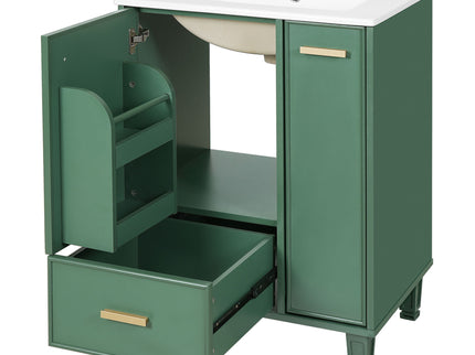 Bathroom Vanity With Sink, Deep Drawer, Door Shelf, 2 Tier Basket