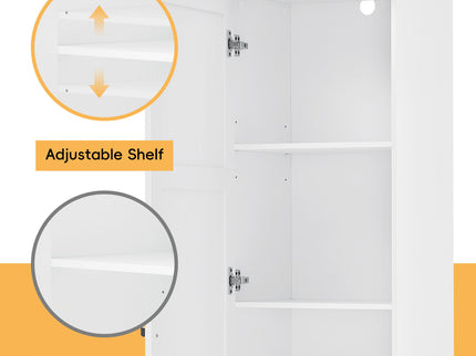 Storage Cabinet With 1 Door And Adjustable Shelf, Rectangle Shape - White