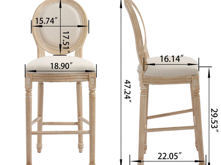 French Country Bar Chairs & Round Back (Set of 2)