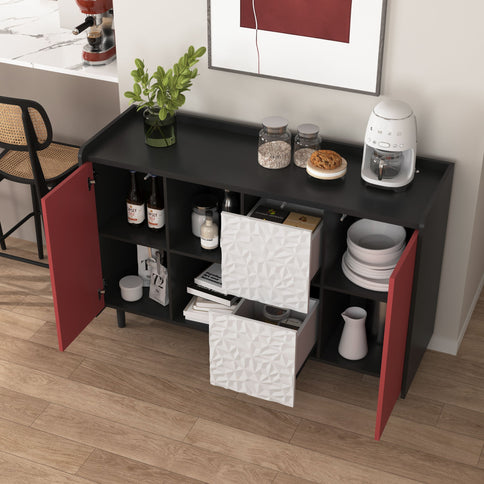 Modern Sideboard Buffet Cabinet With Doors And Unique Panel Styling
