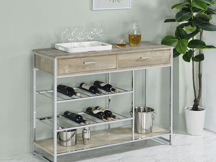 Ethel - 2 Drawer Home Bar Storage With Wine Rack - Oak