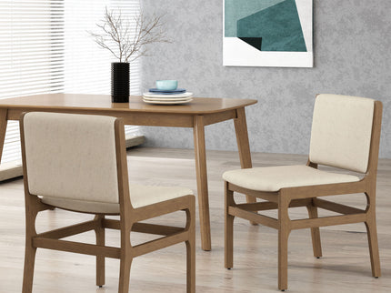 Contemporary Dining Chair Set Upholstered Fabric With Rubberwood Frame