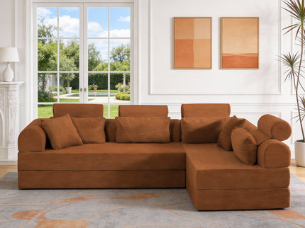 Modern L-Shape Modular Sectional Sofa, Compressed Design