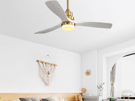 52" Ceiling Fan With Dimmable LED Light, 3 Blades, DC Motor, Remote Control - Gold