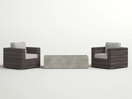 Outdoor Rattan Wicker Seating Set With Cushions 2 Person Patio Furniture - Espresso / Gray