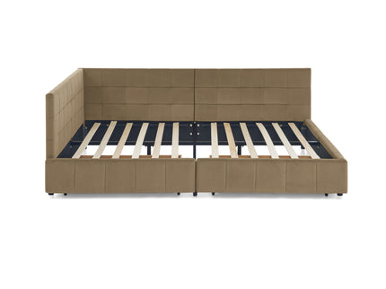 Storage Upholstered Tufted Bed Frame With Backrest And Armrests