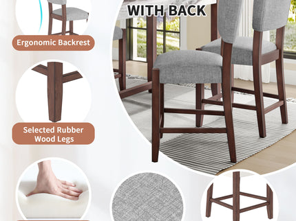 5 Piece Counter Height Dining Set With 4 Upholstered Chairs