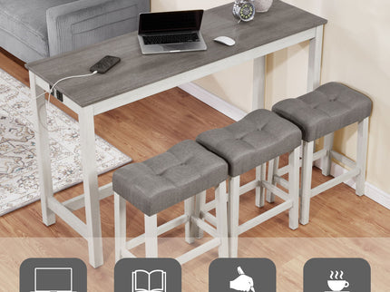 4 Piece Bar Table Set With Power Outlet