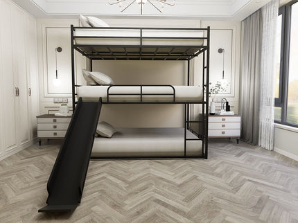 Twin Size House Loft Bed With Slide And Ladder - Black