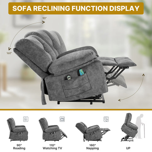 Power Lift Recliner Chair Sofa With Massage