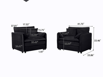 Modern Oversized Accent Chair, Comfy Single Sofa With Large Seat (Set of 2)