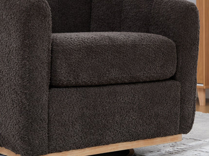 Swivel Upholstered Barrel Chair With Metal Base