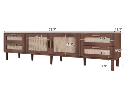 TV Stand, Media Console With 4 Drawers, Soft Closing Hinges - Dark Brown