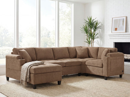 U Shaped Sectional Sofa, Corner Living Room Couch With Built In Cup Holders, Storage, USB Ports