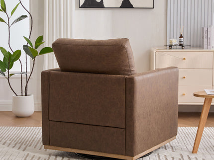 Modern Upholstered Square Swivel Accent Chair With 360 Degree Rotation