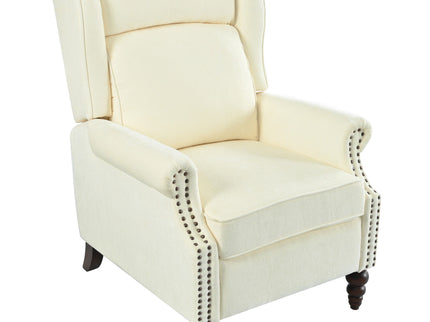 Push Back Recliner Chair Upholstered Recliner Armchair With Classic Wing Back And Solid Gourd-Shaped Legs