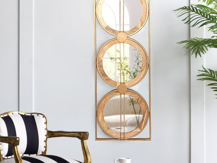 3 Mirror Piece Wall Mirror InRectangular Frame, Home Wall Decor For Bedroom Living Room - Brown
