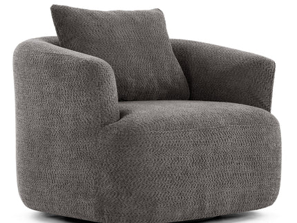 360° Swivel Barrel Sofa Chair With Throw Pillow, Upholstered Accent Chair