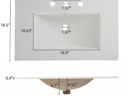 Freestanding Bathroom Vanity With Ceramic Sink, 2 Full Extension Drawers