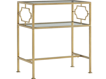 Grifton - Rectangular Glass Accent Table - Antique Gold