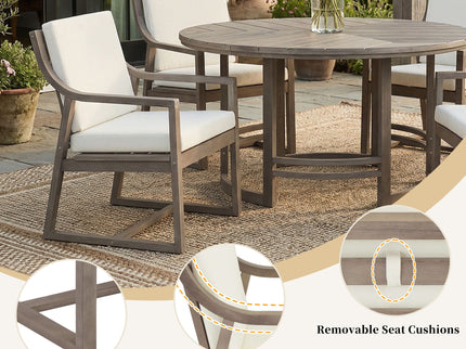 5 Piece Outdoor Dining Set, Patio Table And Chairs With Umbrella Hole