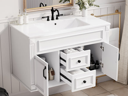 French Simple Style Wall Mounted Bathroom Cabinet With Sink