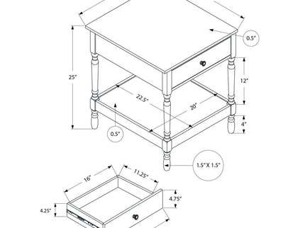 Accent - Table, 2 Tier, Square, Traditional - Walnut