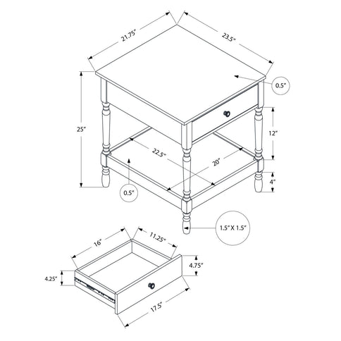 Accent - Table, 2 Tier, Square, Traditional - Walnut