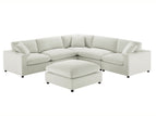 Beige / 4 Seater Sectional And Ottoman