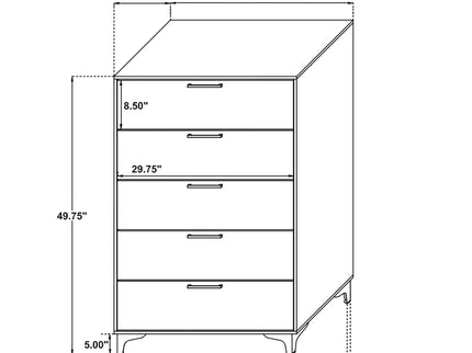 Karena - Rectangular 5 Drawer Chest - White
