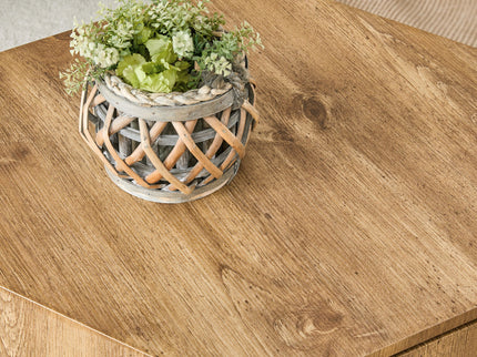 Hexagonal Coffee Table With Drawers - Wood