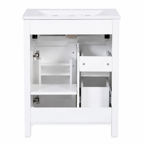 Modern Bathroom Vanity With Sink, Flip Drawer & 2 Drawers, Soft Close Hinges, Adjustable Shelf