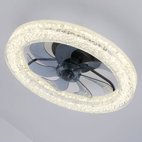 LED Light Source And Remote Control, 3000 - 6500K Dimmable Flush Mount LED Fan Light, 6 Speeds, Quiet DC Motor For Living Room - Matte Black