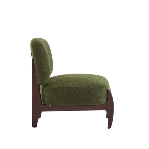 Modern Boucle Lounge Chair With Solid Wood Fram