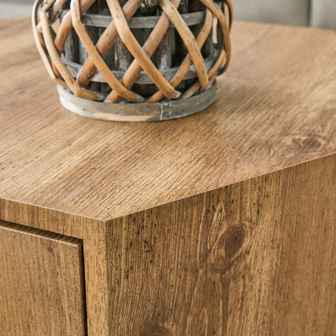 Hexagonal Coffee Table With Drawers - Wood