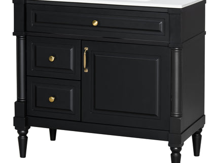 Freestanding Bathroom Vanity With Sink, Adjustable Shelf, Flip Drawer