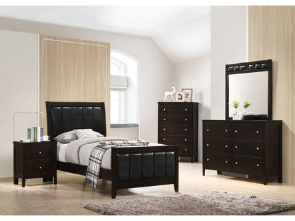 Twin Panel Bed With Headboard And Tapered Legs - Brown