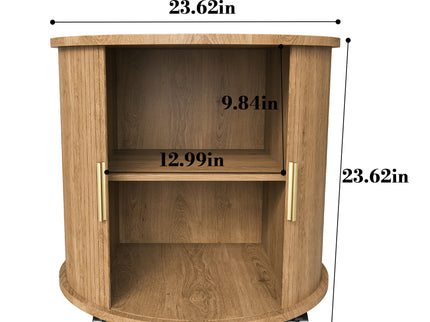 Cylinder Nightstand With Charging Station & Sliding Door