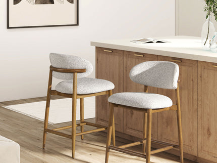 Locke - Modern Upholstered Counter Stool With Frame - Salt / Pepper