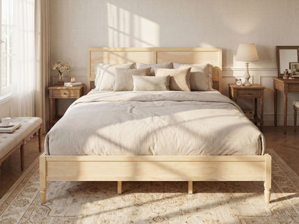 Classic Platform Bed Frame With Panel Headboard