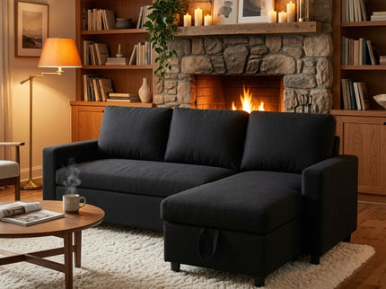 L - Shaped Convertible Sofa Bed With Storage Chaise