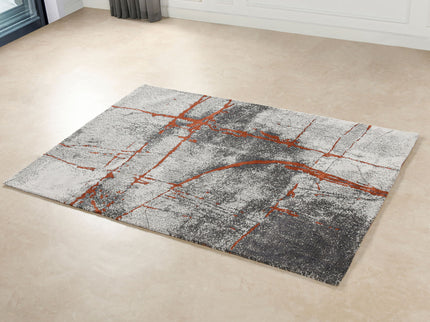 Quarry - 5' X 6.5' Abstract Area Rug - Gray / Orange
