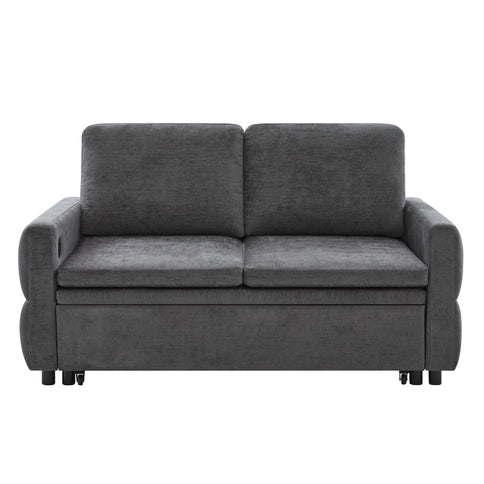 Convertible Sofa Bed Loveseat With Adjustable Backrest And USB Ports