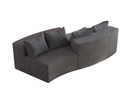 Curved Sectional Sofa With 4 Pillows, Modular Semi Circular Design
