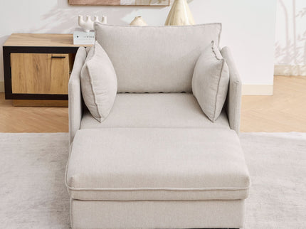 Oversized Deep Seat Accent Chair With Matching Storage Ottoman & Throw Pillows